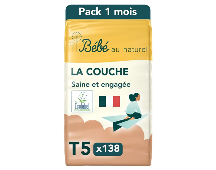 BEBE AU NATUREL La Couche Ecologique - Pack Economique Taille 5 / 11-25 kg Lot x3 / 138 couches