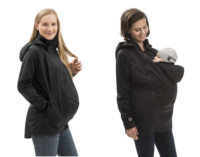 MAMALILA Veste de Grossesse et de Portage Toute Saison en Softshell - Noir