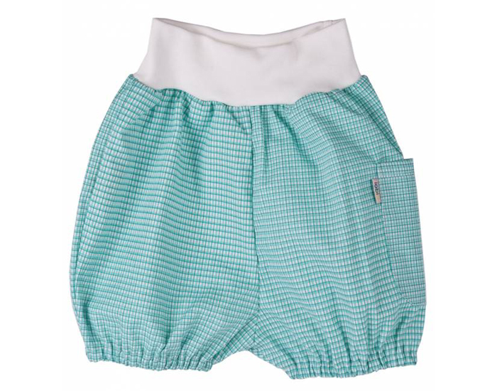 IOBIO Short B�b� en Coton Bio - Vert � Carreaux