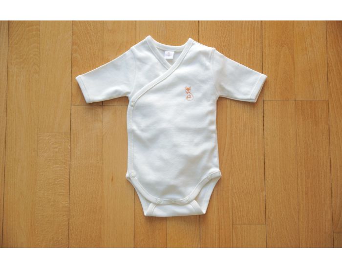 FRENCH POUPON Body Naissance En Coton Bio - Manches Longues -  Ecru - 1 Mois 