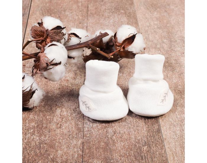 GRAINE D'AMOUR Chaussons Maille Ajour�e En Coton Bio - Ecru