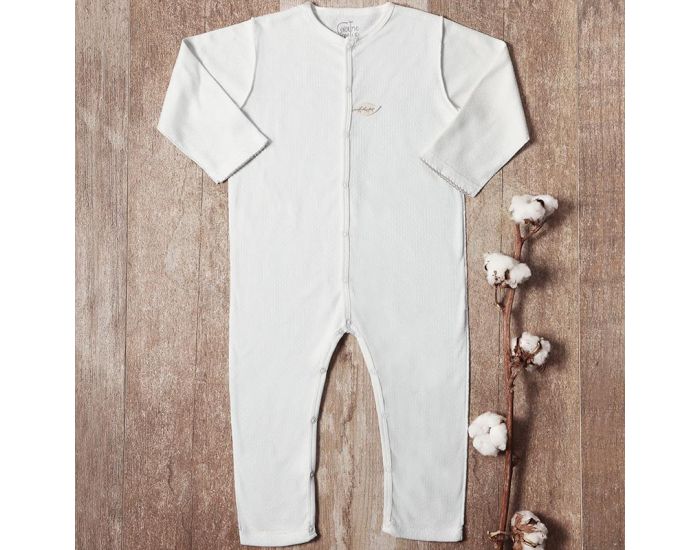 GRAINE D'AMOUR Pyjama Sans Pieds - Maille Ajour�e En Coton Bio - Ecru