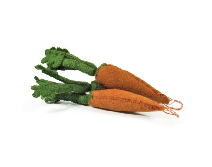 PAPOOSE TOYS Lgumes en laine feutre - 3 carottes - Ds 3 ans