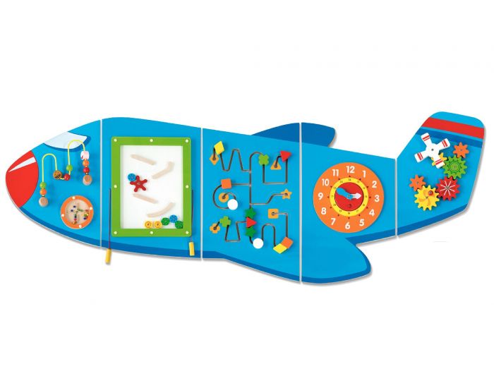 VIGA TOYS Panneau d'activits mural Avion - Ds 12 mois