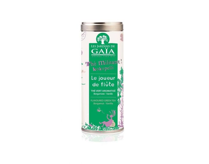 LES JARDINS DE GAIA Le Joueur de Flte - Th Vert Aromatis (Bergamote Vanille) Bio - 100 g