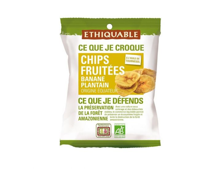 ETHIQUABLE Chips Fruites Banane Plantain Bio & Equitable - 85 g