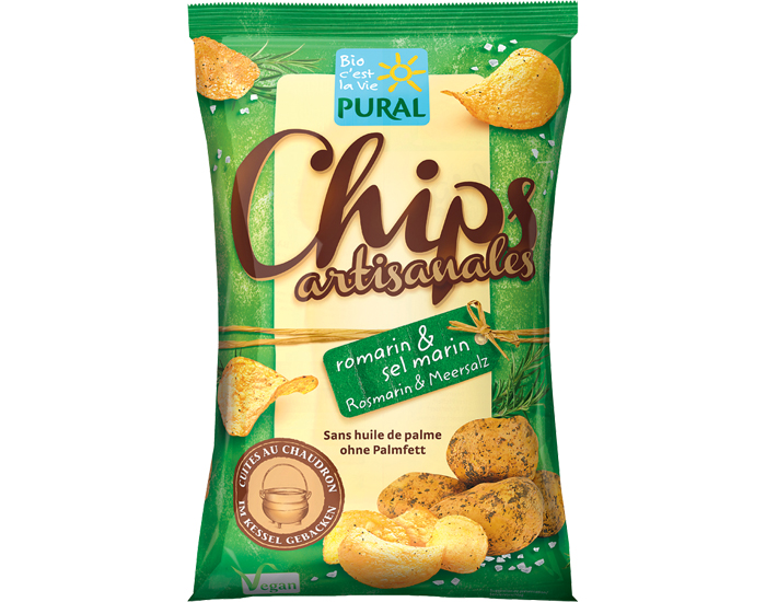 PURAL Chips Artisanales Romarin et Sel Marin - 120 g