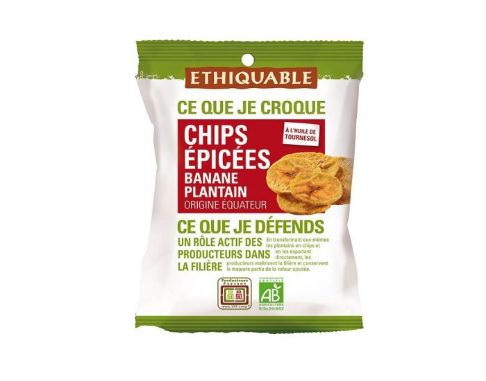 ETHIQUABLE Chips PICES Banane Plantain Bio & Equitable - 85 g