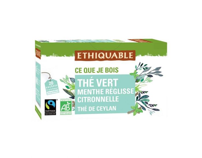 ETHIQUABLE Th Vert Menthe Rglisse Citronnelle - 20 Sachets