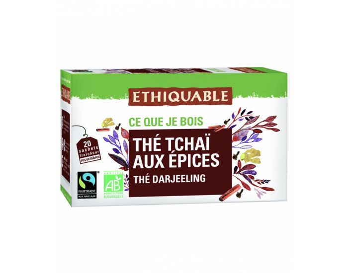 ETHIQUABLE Th Tcha aux Epices Bio & Equitable - 20 Sachets