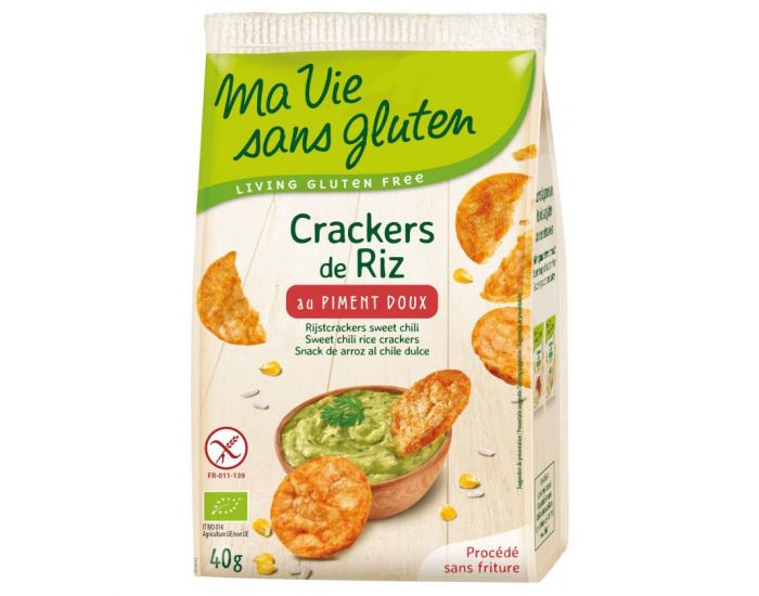 MA VIE SANS GLUTEN Crackers de Riz au Piment Doux Bio & Sans Gluten - 40 g
