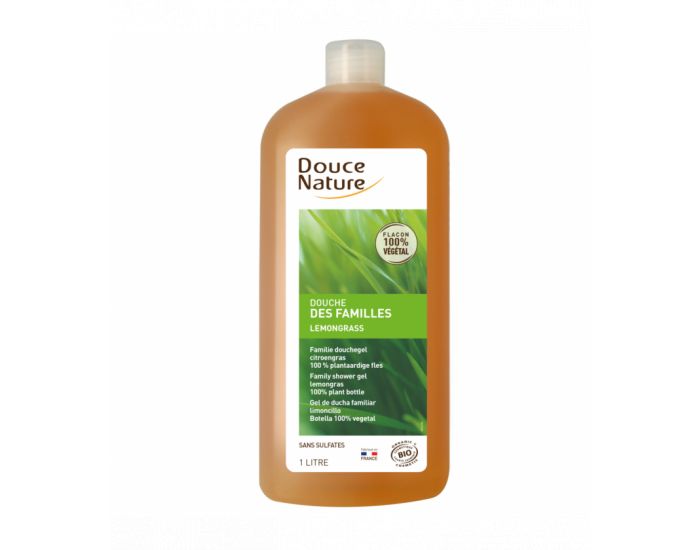 DOUCE NATURE Shampooing Douche des Familles - Lemongrass Bio et Equitable - 1 L