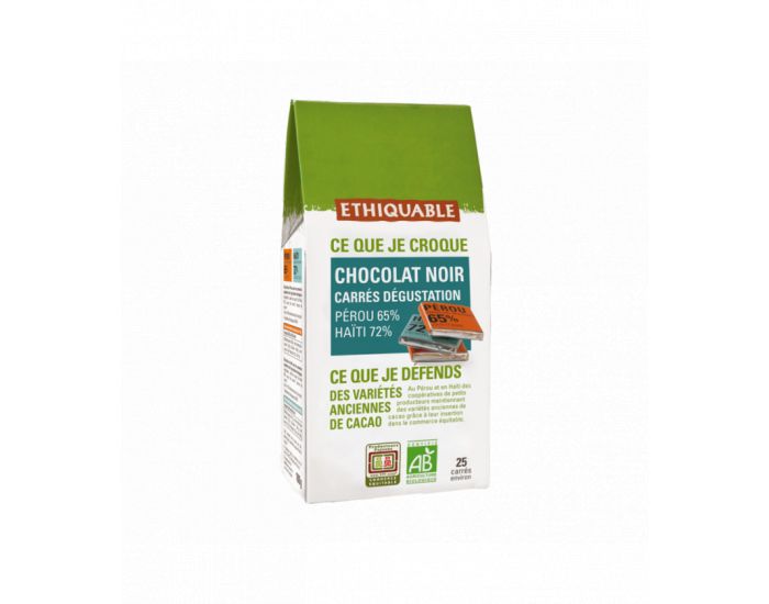 ETHIQUABLE Chocolat Noir Carrs de dgustation bio & quitable - 100 g