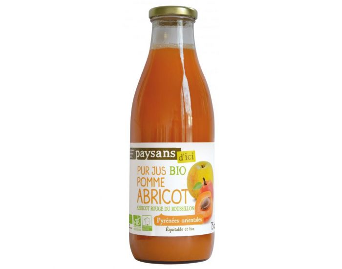 PAYSANS D'ICI Pur Jus de Pomme et d'Abricot Bio & Equitable - 75cL