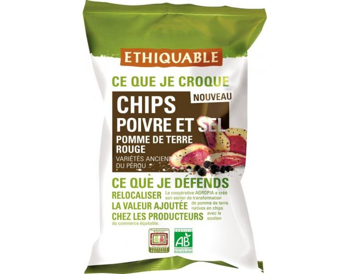 ETHIQUABLE Chips Poivre et Sel de Pomme de Terre Rouge - bio & quitable - 100 g
