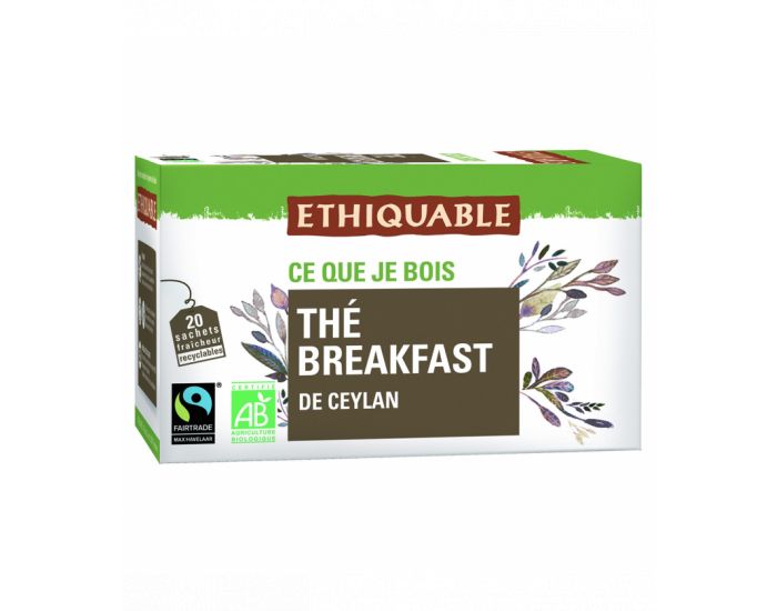 ETHIQUABLE Th Noir Breakfast de Ceylan Bio & Equitable - 20 Sachets