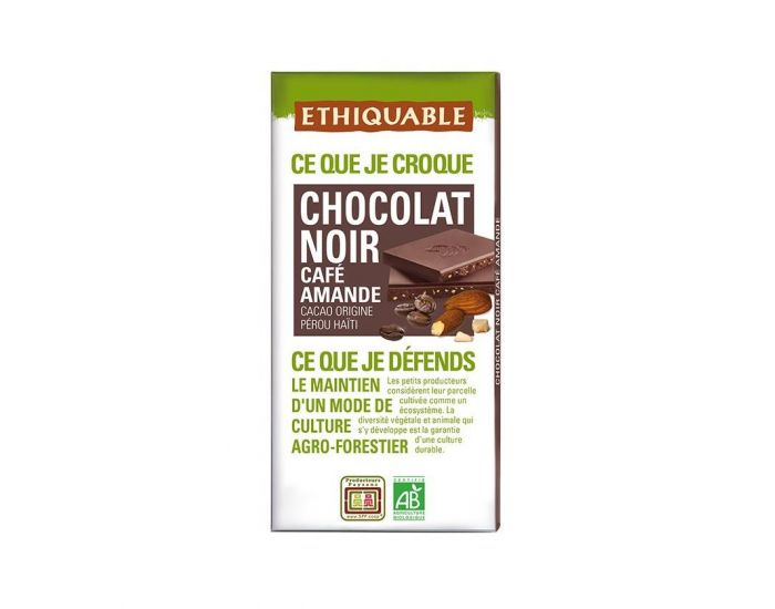 ETHIQUABLE Chocolat Noir Caf Amande Bio & Equitable - 100 g