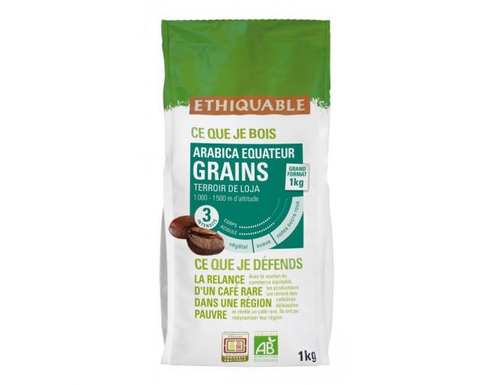 ETHIQUABLE Caf quateur Grains Bio & Equitable (Terroir de Loja) - 1 kg