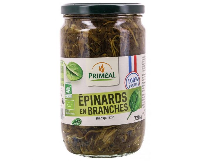 PRIMAL Conserves Epinard en Branches bio - 720 mL