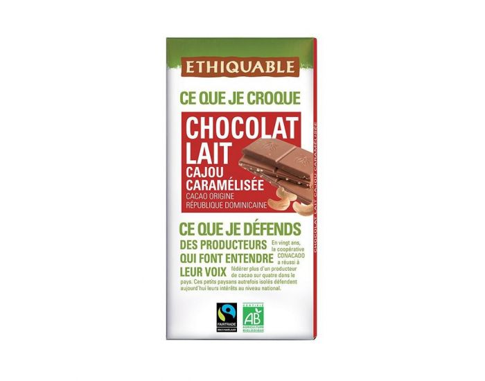 ETHIQUABLE Chocolat Lait Cajou Caramlise Bio & Equitable - 100 g