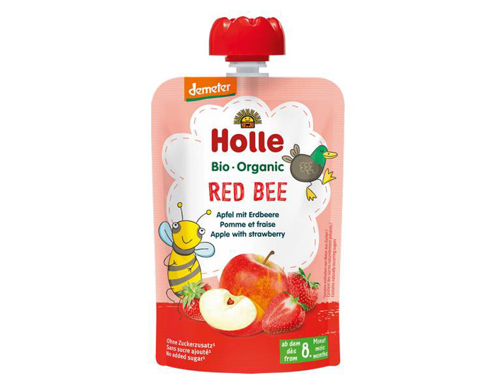 HOLLE Gourde Red Bee Pomme Fraise - 100 g - Dès 8 mois