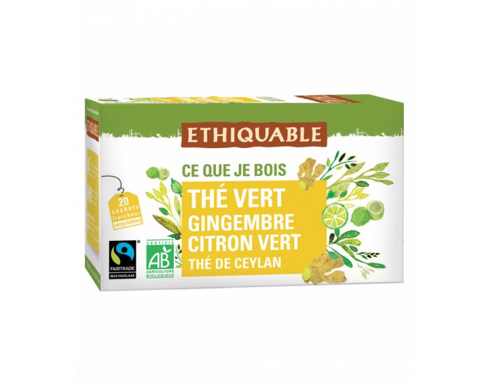 ETHIQUABLE Th Vert Gingembre Citron Vert Bio & Equitable
