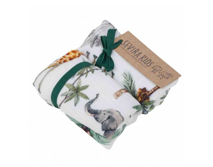 SEVIRA KIDS Lot de 2 Langes en Bambou - Safari - 50 x 50 cm