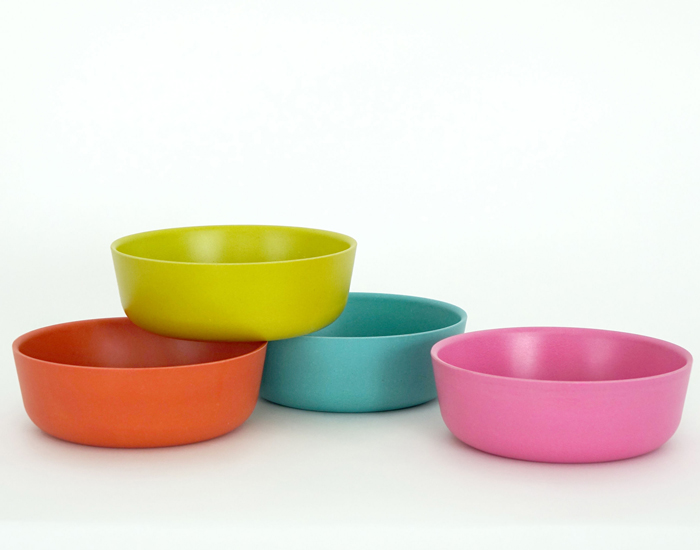 EKOBO Lot de 4 Bols pour Bb en Bambou - Lagon Mandarine Rose Citron-Vert