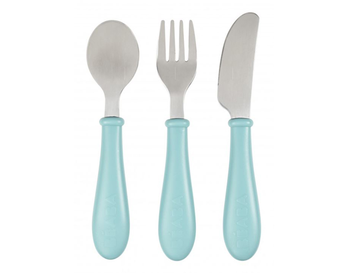 BEABA Set de 3 Couverts Inox - Airy Green - D�s 12 mois