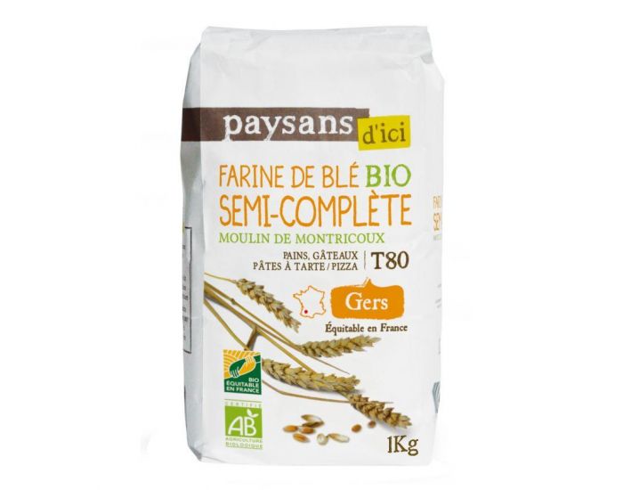PAYSANS D'ICI Farine de Bl Semi Complte T80 Bio & Equitable - 1kg