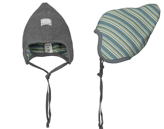 PICKAPOOH Bonnet Bb Rversible Polaire de Laine Flora - Gris et Multicolore