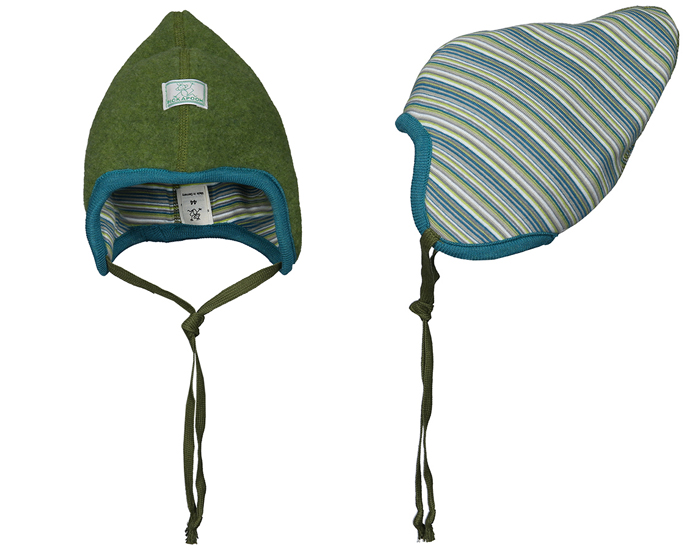 PICKAPOOH Bonnet Bb Rversible Polaire de Laine Flora - Vert et Multicolore