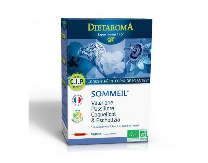 DIETAROMA CIP Sommeil Bio - Passiflore, Val�riane, Coquelicot - 20 Ampoules