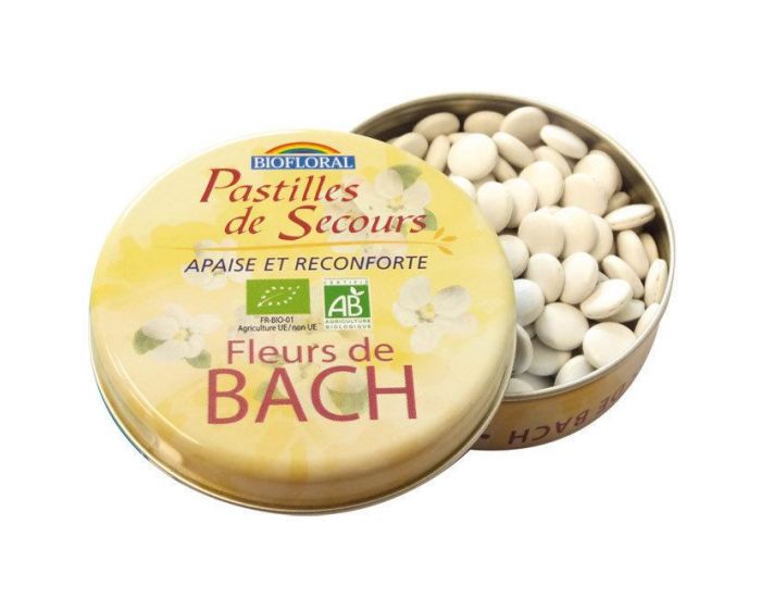 BIOFLORAL Pastilles de Secours Bio Sans Alcool Fleurs de Bach Rescue - 50g