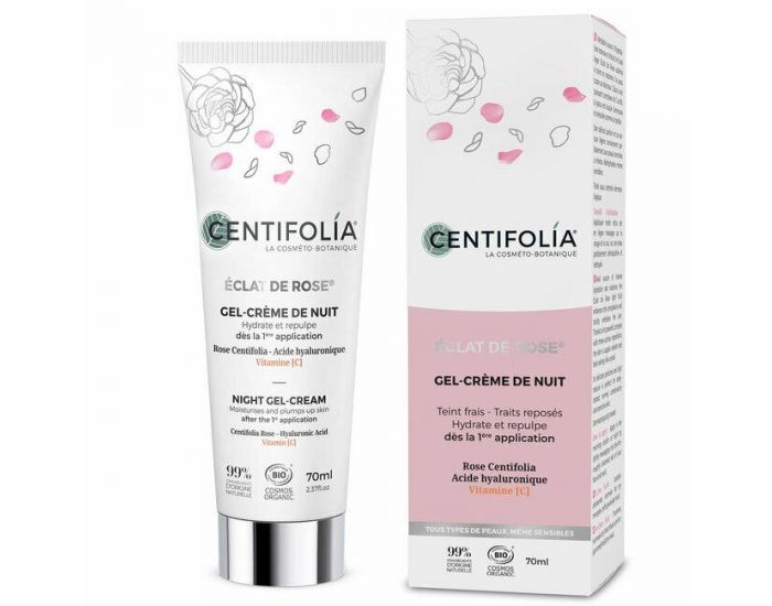 CENTIFOLIA Gel Cr�me de Nuit Bio Eclat de Rose - Tube 70ml