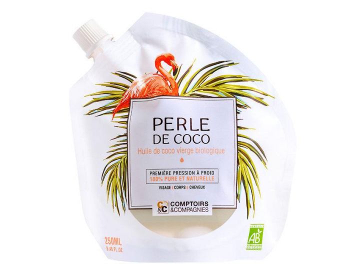 COMPTOIRS ET COMPAGNIES Perle de Coco - Huile de Coco Vierge Bio - Visage, Cheveux, Corps - 250 ml