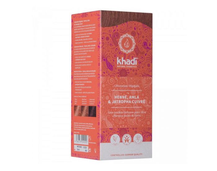 KHADI Henn� Amla et Jatropha Cuivr� - Coloration v�g�tale naturelle - 100g