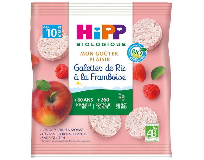 HIPP Galettes de Riz - 30g - Ds 8 ou 10 Mois Framboise