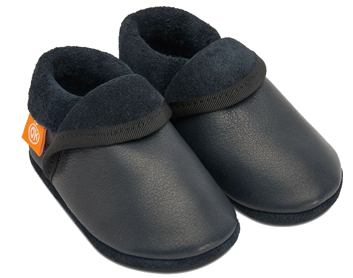 ORANGENKINDER Chaussons en Cuir - Classic Bleu Nuit
