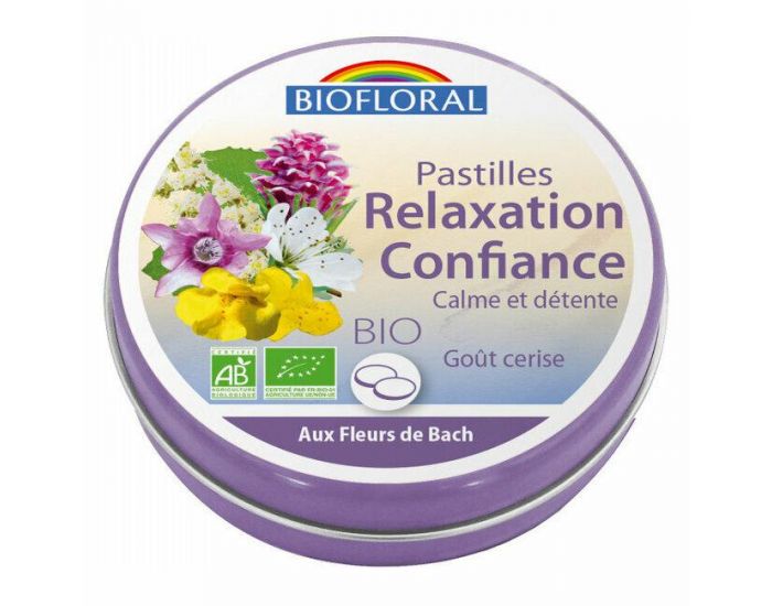 BIOFLORAL Pastilles Relaxation Confiance Bio Sans Alcool - Fleurs de Bach - 50g