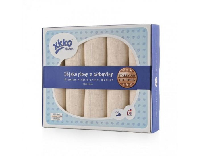 XKKO Langes En Mousseline De Coton Bio Non Blanchi - Lot De 5