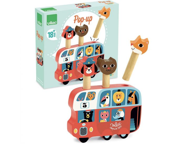 VILAC Jouet en bois Pop-up Autobus D�s 18 mois - Vilac