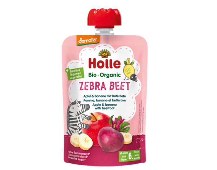 HOLLE Gourde Zebra Beet - Pomme Banane Betterave - 100 g - Ds 6 mois