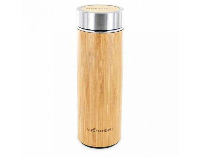AROMANDISE Gourde Isotherme Inox et Bambou pour Infusions - 450ml