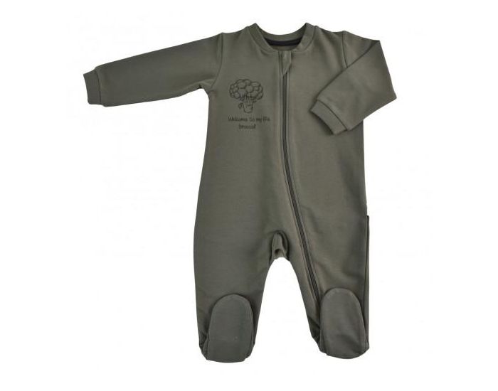 SEVIRA KIDS Pyjama B�b� en Coton Bio � Zip - Uni Kaki