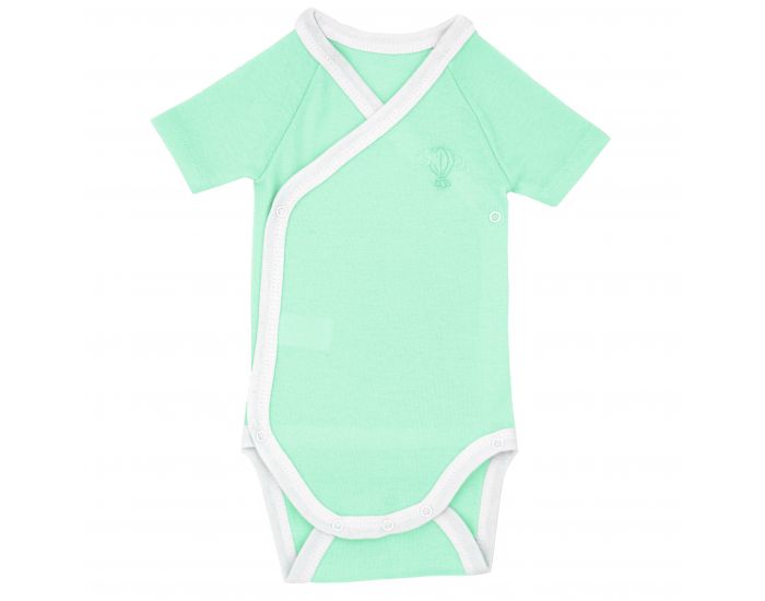 PREMIERS MOMENTS Body Crois� Manches Courtes - 100% Coton Bio - Menthe