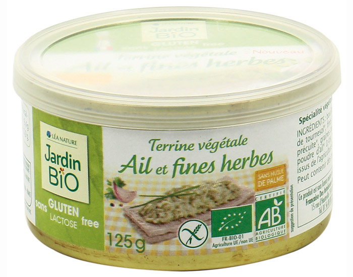 JARDIN BIO Terrine Vgtale Sans Gluten - Ail et Fines Herbes - 125g