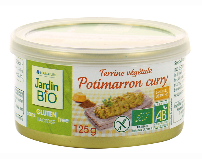 JARDIN BIO Terrine V�g�tale Sans Gluten - Potimarron Curry - 125g