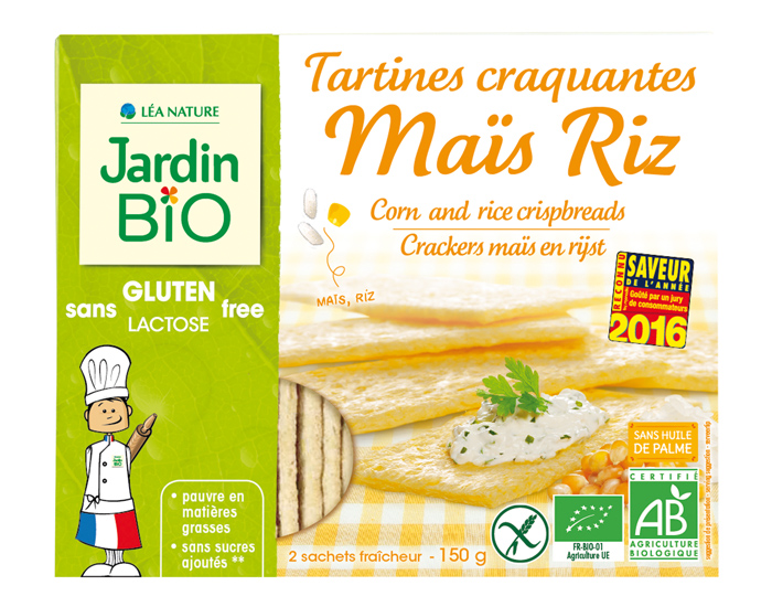 JARDIN BIO Tartines Craquantes Mas et Riz Sans Gluten - 150 g