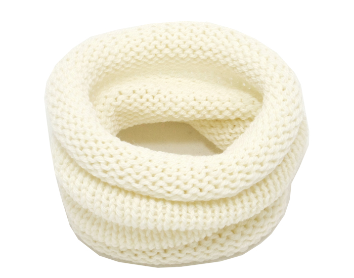 TIDOOBIO Snood - Tour de Cou Enfant Ecru en Laine Tricot� Main - 1 - 5 ans